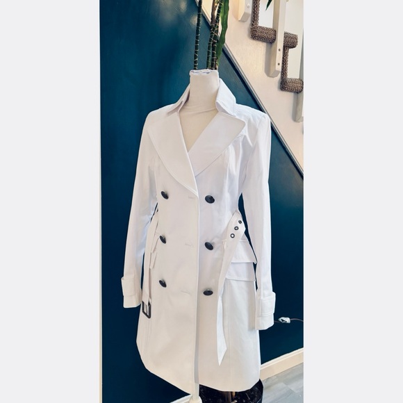 Vince Camuto NWOT White Double-Breasted Women's Rain-Trench Coat- Size XS - Picture 5 of 12